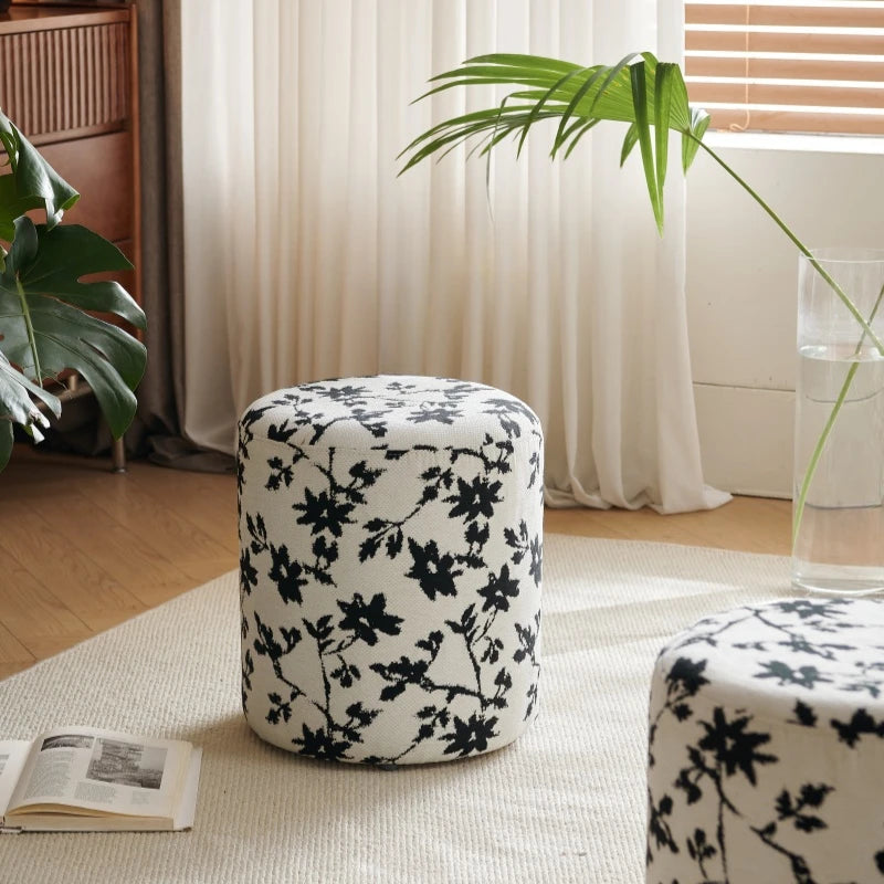 tabouret rotatif rembourré polyvalent bois massif vintage moderne coussin imprimé floral