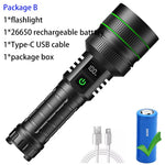 lampe torche noire orange rayées rechargeable led intense zoom tactique