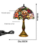 lampe table tiffany multicolore floral vitrail traditionnelle interrupteur poussoirOpaque base solide chambre salon