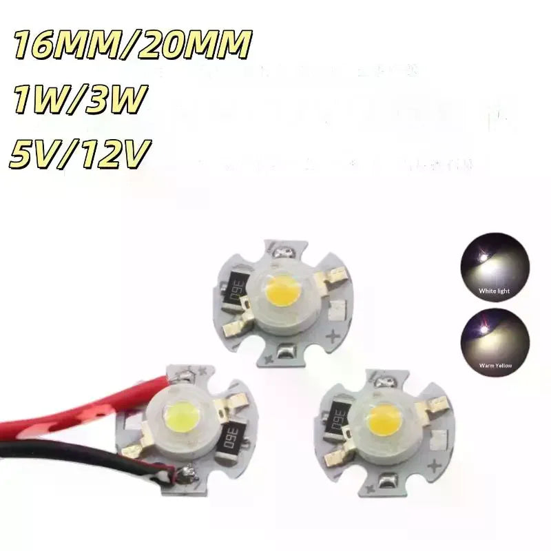 ampoules led 1w 3w 5v 12v blanc chaud circulaires modernes 16mm 20mm