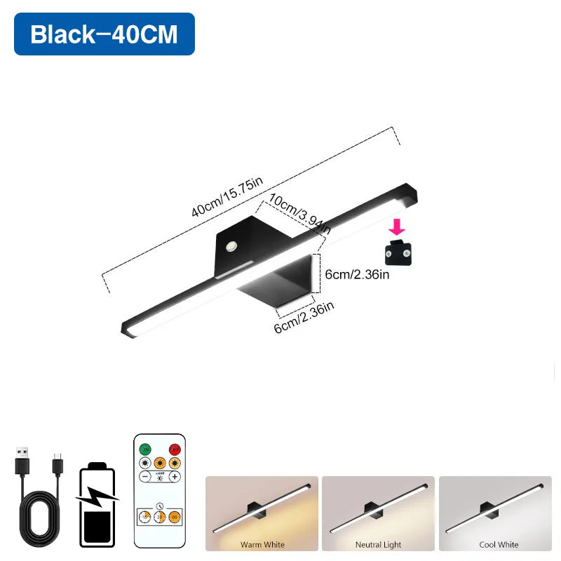 Lampe LED rechargeable interrupteur tactile moderne blanc noir 6000mAh variable