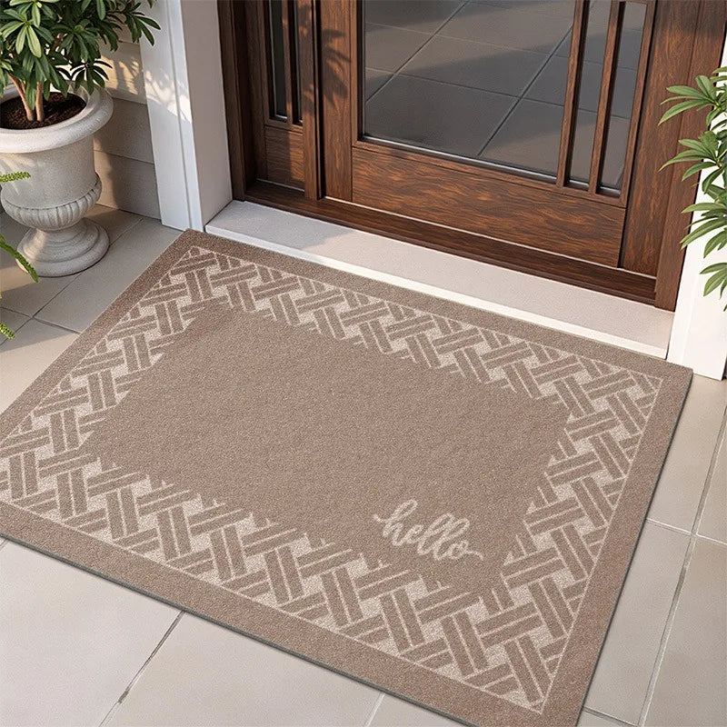 tapis d'entrée gris motif géométrique anti dérapant moderne durable facile nettoyer 50x30cm