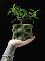 cache pot moderne rayures verticales biodégradable PLA opacité vert taille XL Gecerne