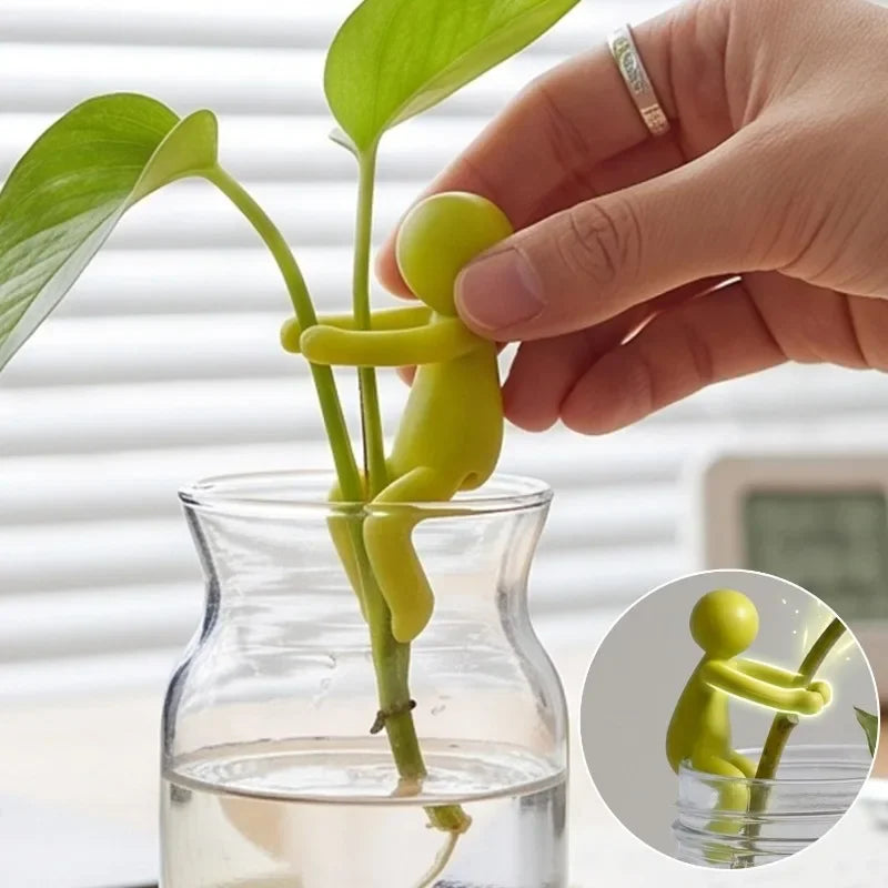 support plante hydroponique vert jaune personnage stylisé adhésif créatif intérieur fleuri ludique