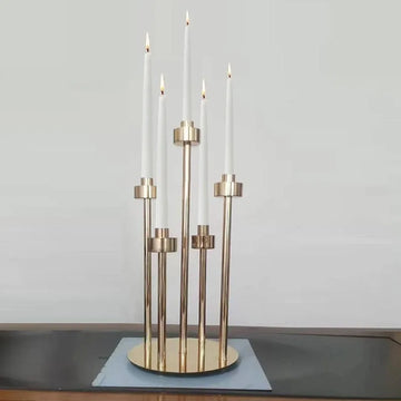 support bougie moderne or transparent cinq têtes mariage décoration table centerpiece decorative
