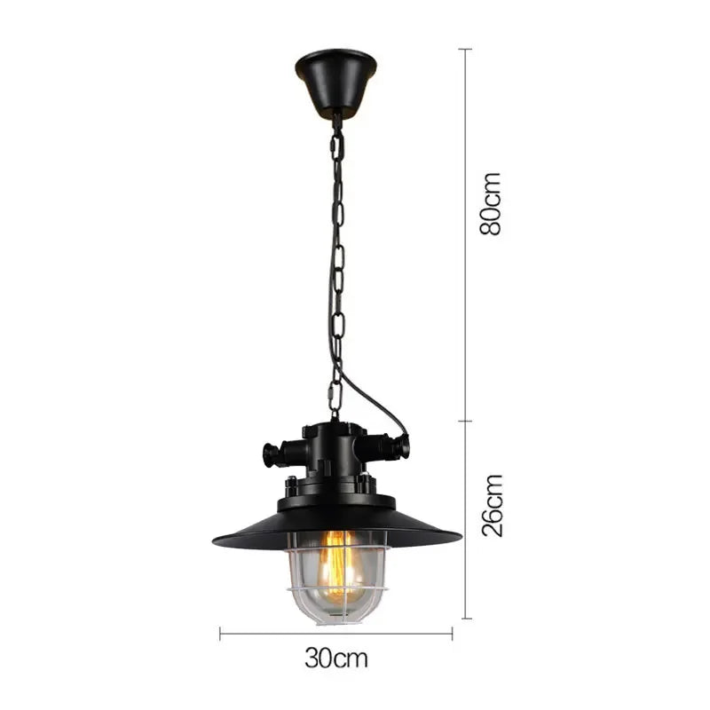 lampe suspendue industrielle noir grille métallique salon chambre bar étanche rétro