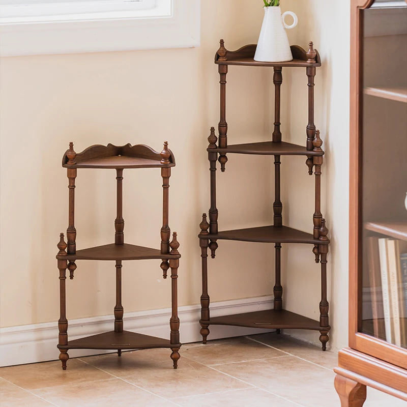 étagère bois marron foncé deux niveaux classique colonne romaine sans fixation salon chambre