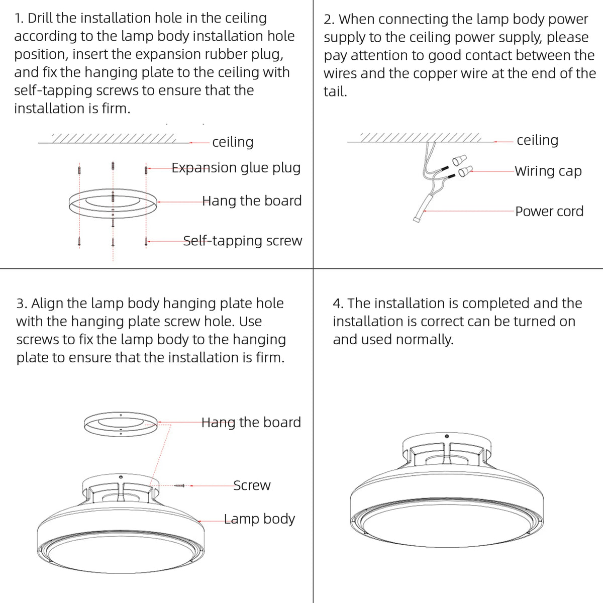 ventilateur moderne blanc télécommande lumières led plaque suspension vis auto taraudantes