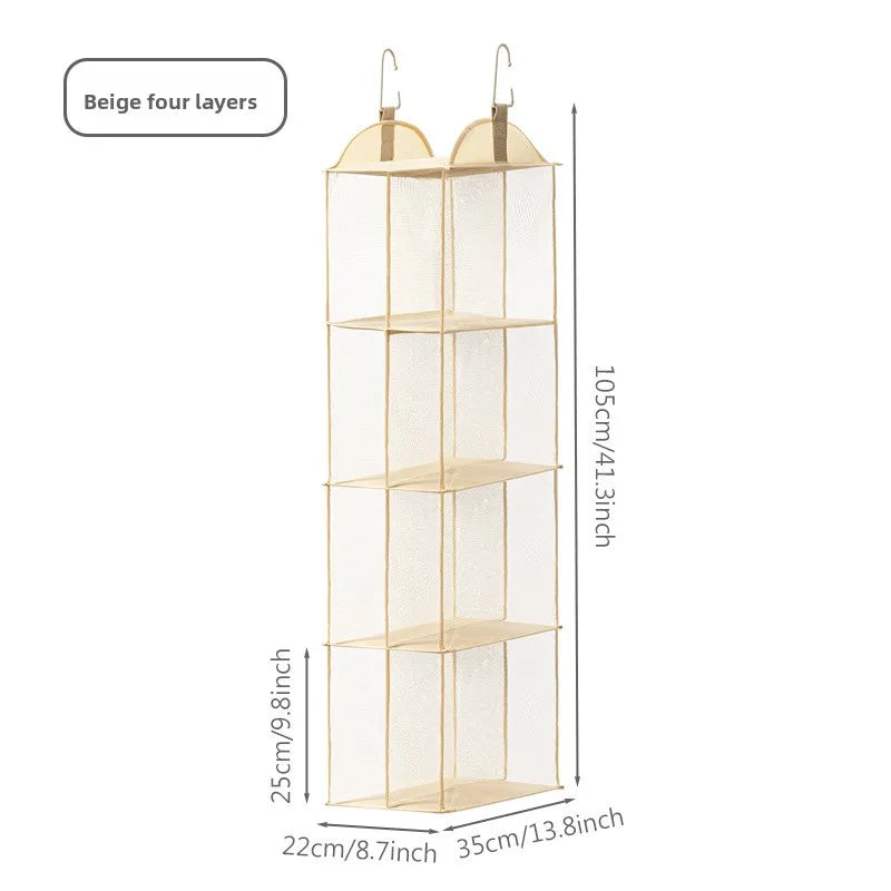 organisateur suspendu étagère armoire maille fine moderne réutilisable chambre beige clair opacité crochets multifonctionnel