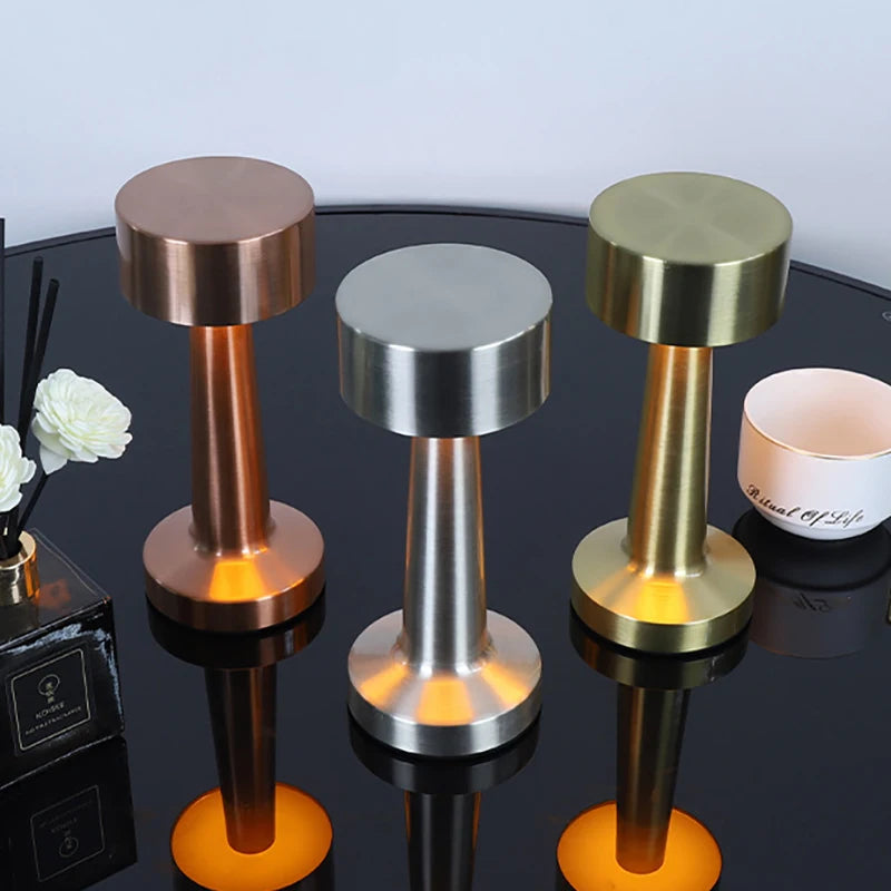 lampe table rechargeable or argent moderne minimaliste lisse brillante chambre