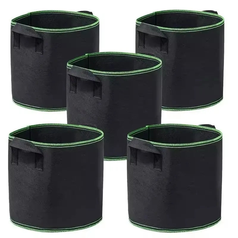pots fleurs tissu non tissé noir vert modernes poignées 10 gallons