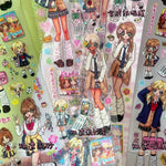 sticker kawaii multicolore dessins animés personnages accessoires floraux scrapbooking bricolage autocollant