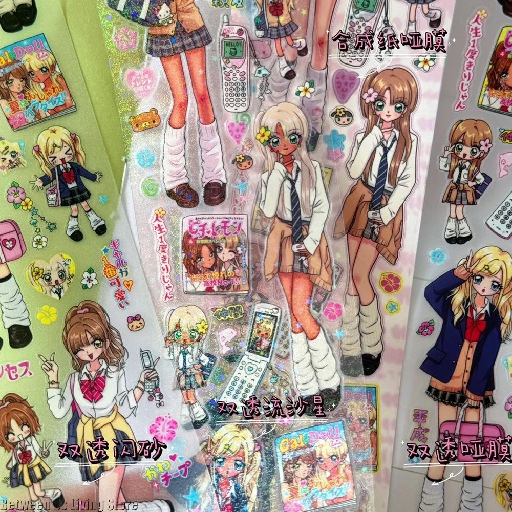 sticker kawaii multicolore dessins animés personnages accessoires floraux scrapbooking bricolage autocollant