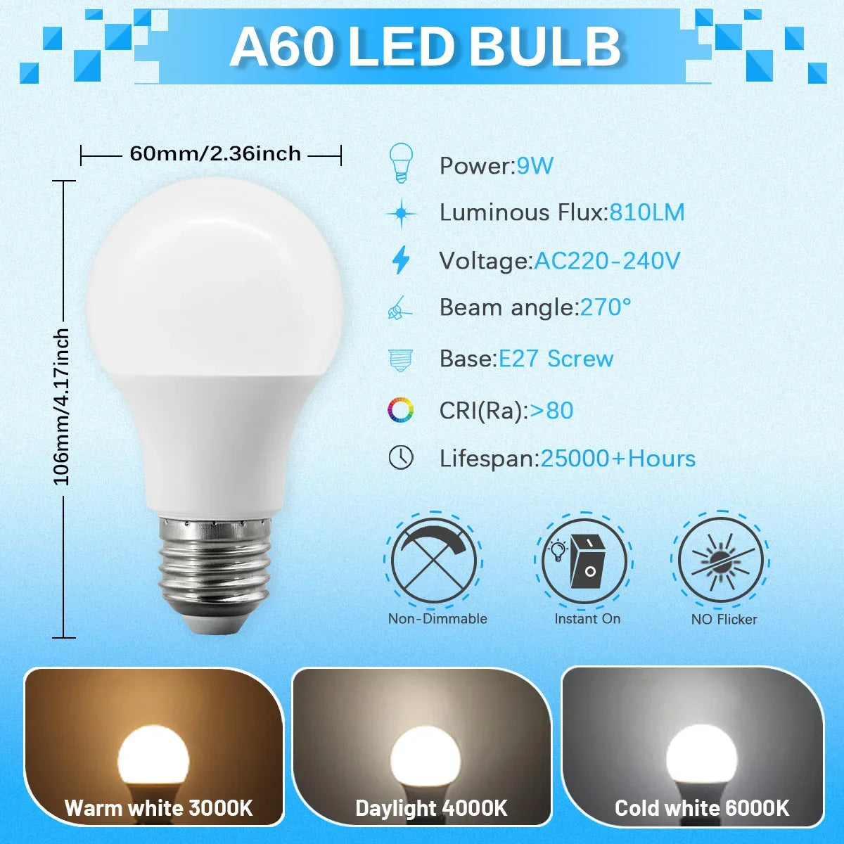 ampoules led e27 3w 9w 12w 15w 18w 20w blanc chaud froid