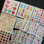 sticker decoratif multicolore coeur etoile brillant adhesif fleur ruban decor scene festive individuel pack