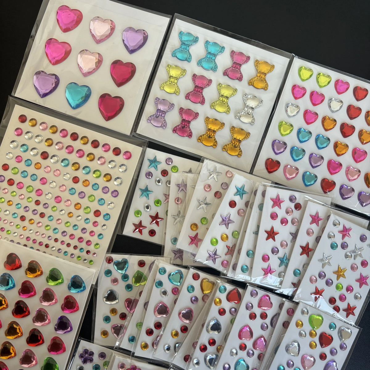 sticker decoratif multicolore coeur etoile brillant adhesif fleur ruban decor scene festive individuel pack