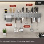 organisateur mural cuisine gris couteaux baguettes serviettes rangement multifonctionnel moderne minimaliste