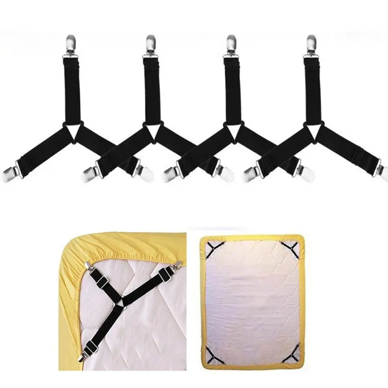 attaches drap lit clips ressorts réglables tissus polyester noirs argentés jaunes roses rouges blancs