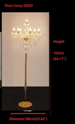 lampe poser sol cristal or argent brillante pendeloques classique baroque transparente