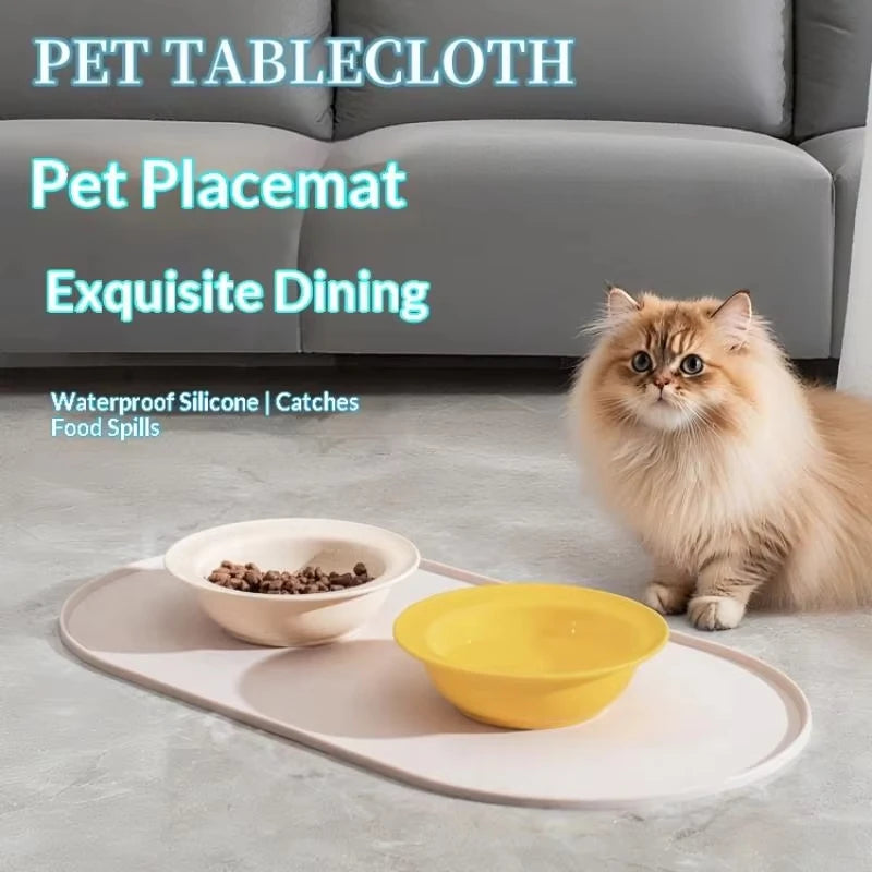 tapis alimentaire animaux compagnie compatible bols chats chiens multipet antidérapant imperméable rose gris jaune
