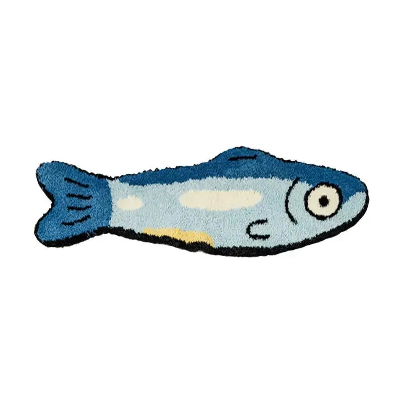 tapis bleu poisson stylisé antidérapant polyester moderne entrée chambre bébé voyage
