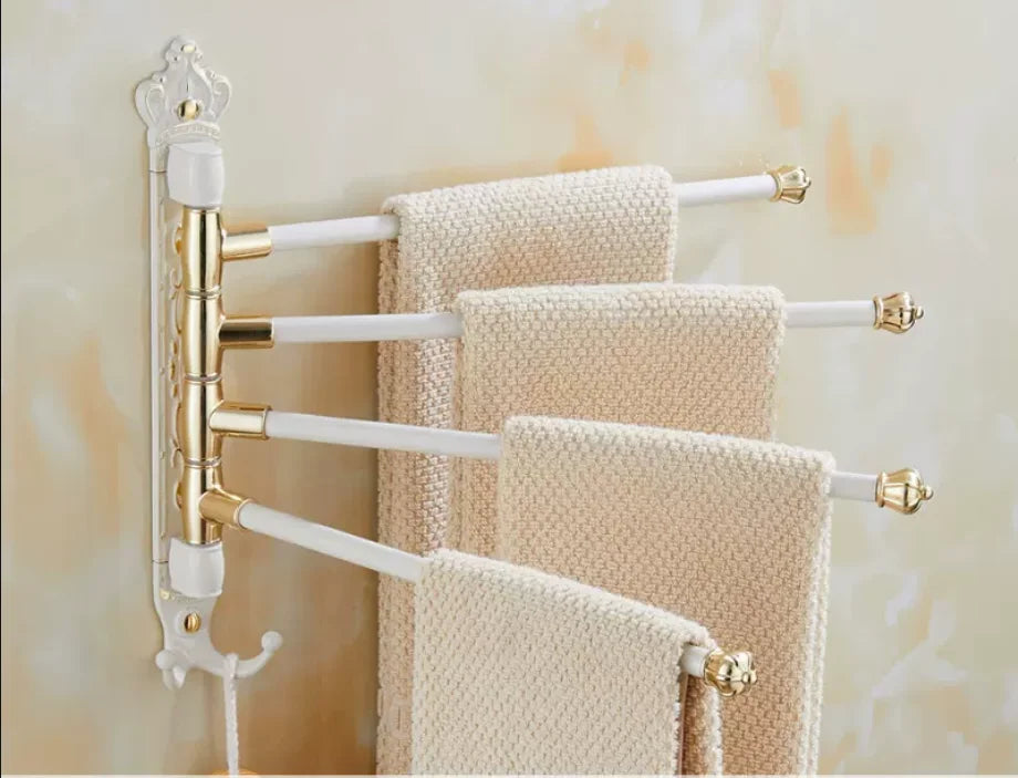 porte serviettes pivotant bronze antique ornements dorés classique vintage mural serviettes fixations visibles