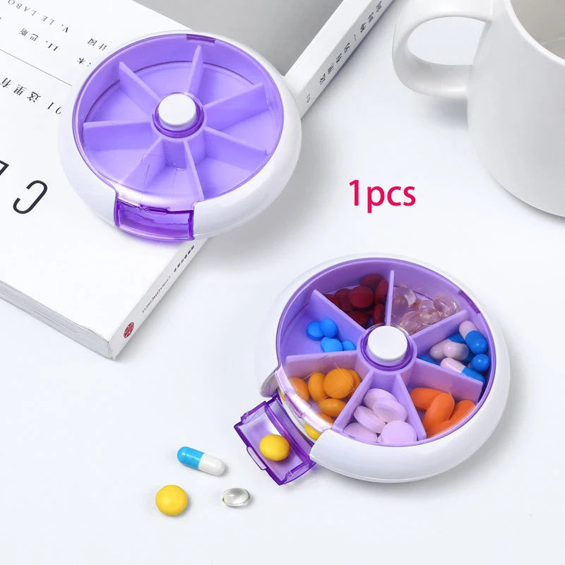 organisateur médicaments semaine boîte compartiments réutilisable moderne vert violet bleu orange rose