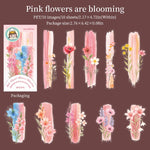 étiquettes décoratives fleurs motifs floraux texte manuscrit bleu vert rose violet blanc illustrations art