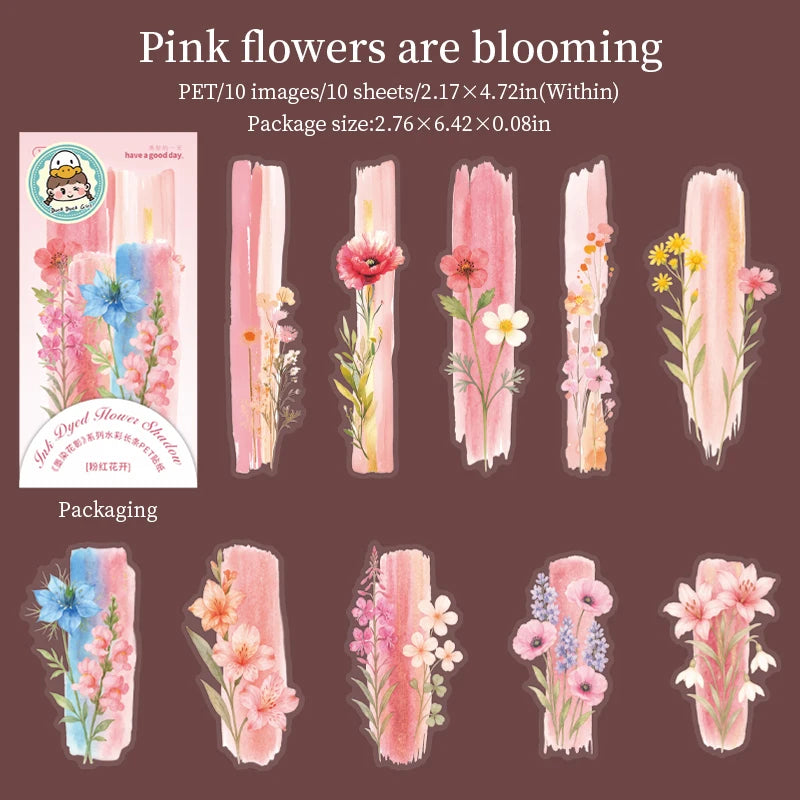 étiquettes décoratives fleurs motifs floraux texte manuscrit bleu vert rose violet blanc illustrations art