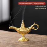 brûleur encens doré bronze gravures floraux élégant traditionnel méditation yoga décoration maison