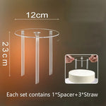 support gâteau transparent clips moderne stand plastique sans motif paille spacings rond