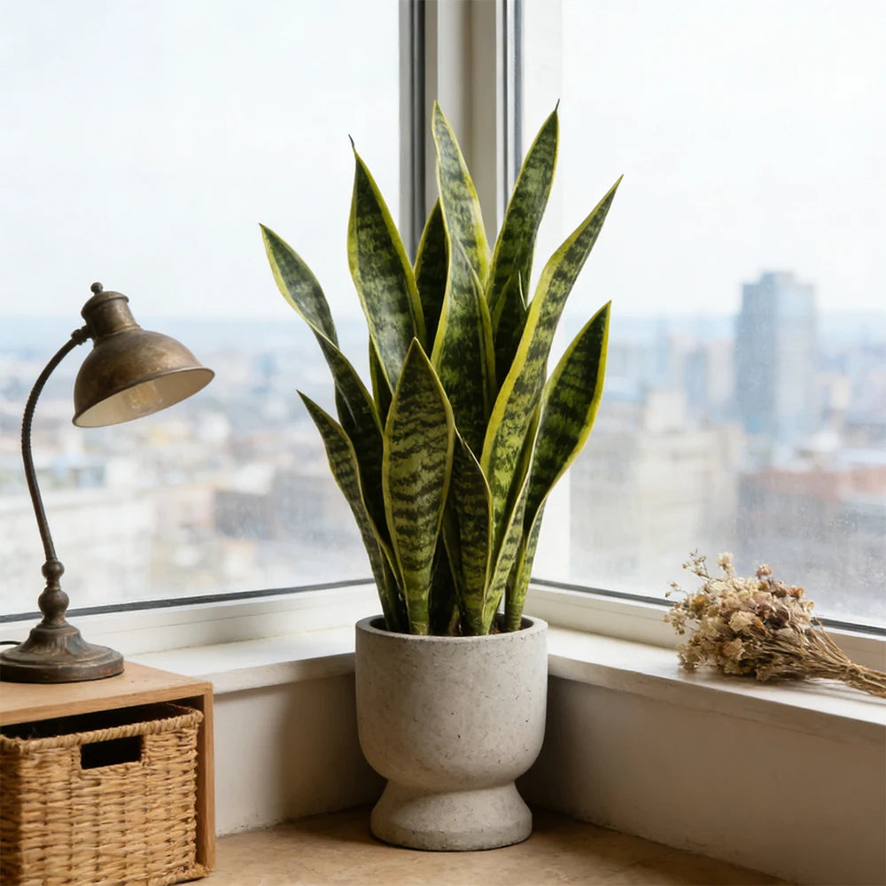 plantes artificielles serpent vert jaune rayures moderne intérieur décoration maison