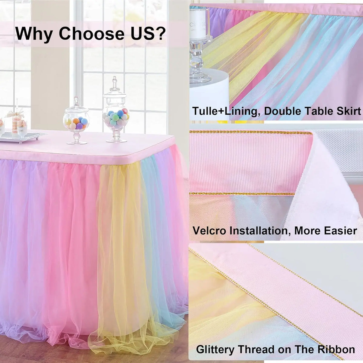 jupe table rose vert pastel bleu pastel rayures horizontales velcro festive