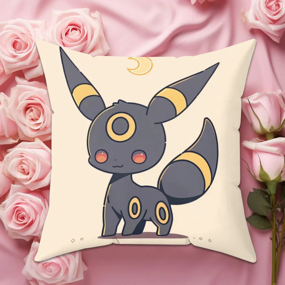 coussin pokémon évee jolteon umbreon illustration dessin animé 30x30cm 40x40cm 45x45cm 50x50cm polyester cotton
