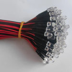 ampoules led pré câblées 5mm 3mm transparentes opalescentes rondes lisses fil rouge noir diodes