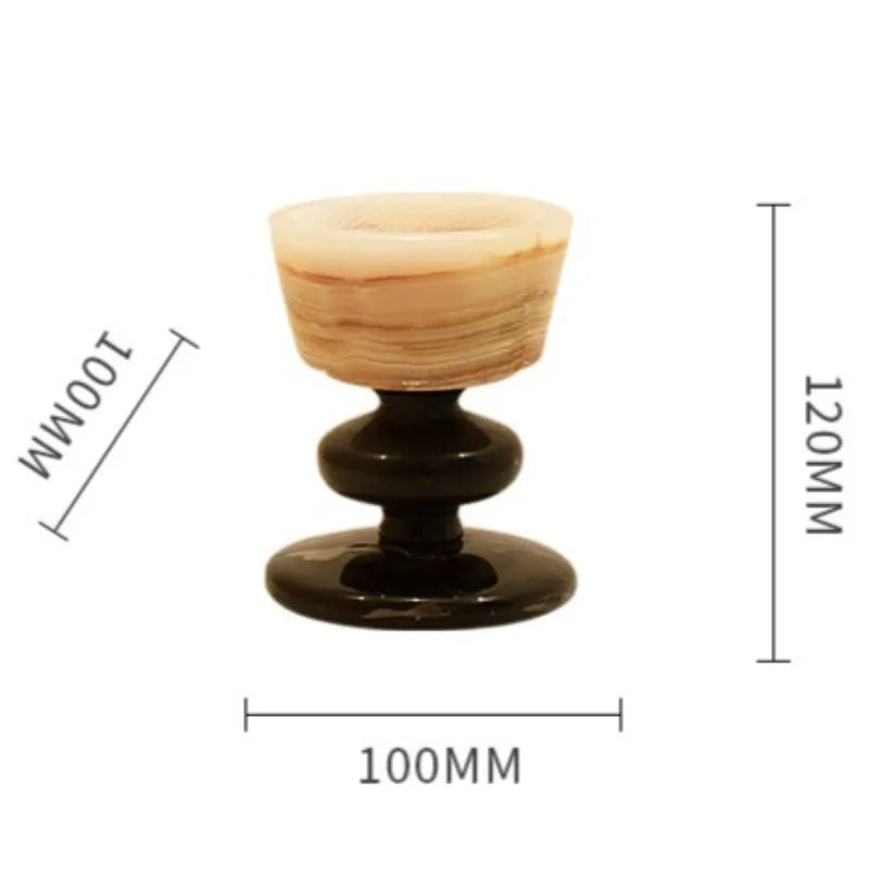 supports bougie jade moderne marbré marron clair beige élégants décoration maison