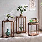 support plantes bois naturel moderne vase plante aquarium poissons finition brillante marron clair minimaliste