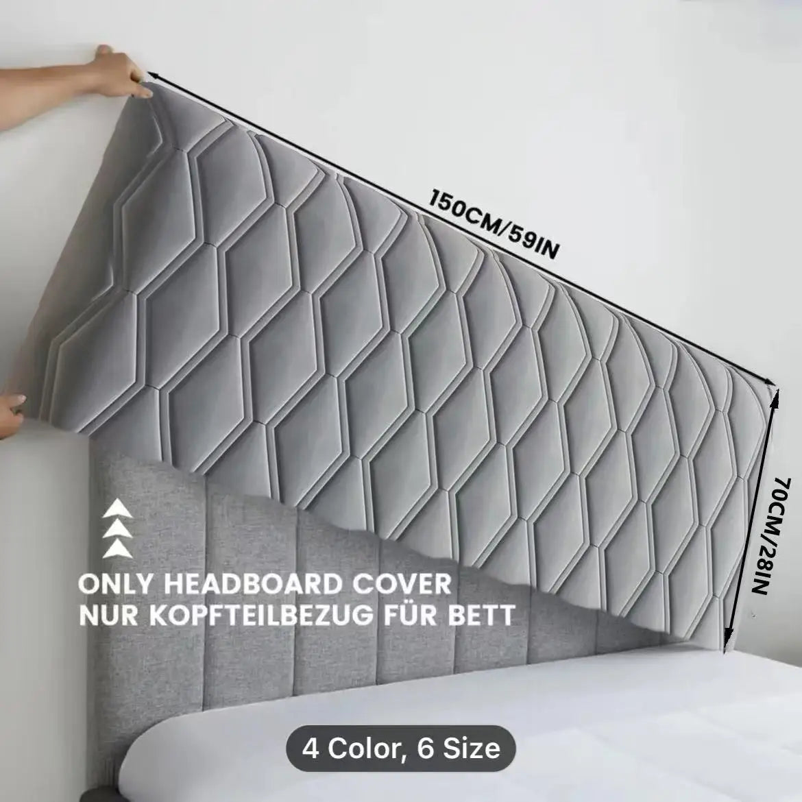 Housse de protection pour tête de lit en coton doux blanc sur chevet
