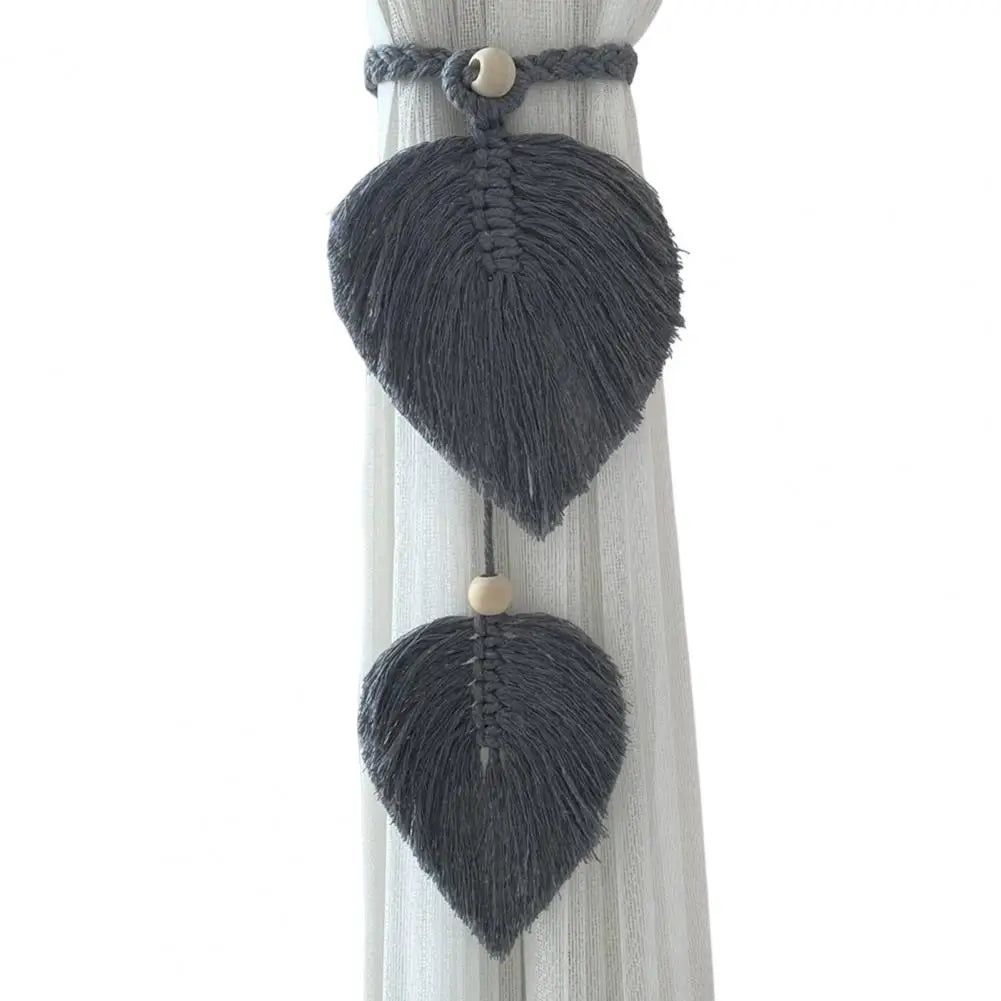 rideau boho feuilles coeur tissage main blanches couleurs variées transparent artisanal