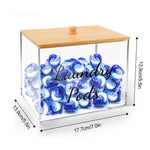 boîte rangement transparente multifonctionnelle bois naturel étiquettes imperméables lessive lingettes repassage Pods pins booster