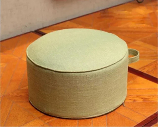 coussin rond lin mousse pu amovible lavable couleur beige orange décoration zen