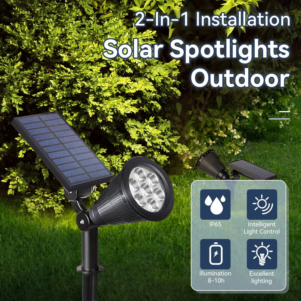éclairage solaire led étanche noir moderne spot ip65 auto on off extérieur jardin