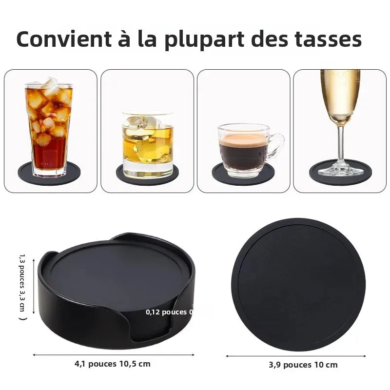 sous verres silicone noir gris moderne respectueux environnement tasses verre bière