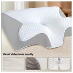 coussin ergonomique gris blanc mousse mémoire forme polyester respirant contouré couverture amovible lavable