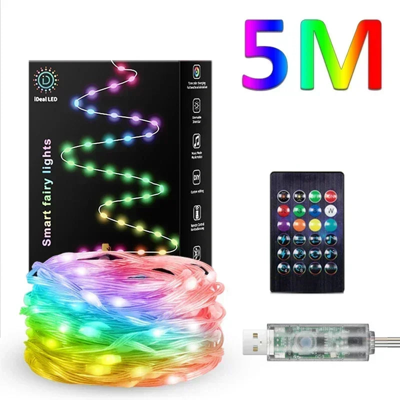 guirlande led multicolore bluetooth noel decoration diy partie exterieur maison