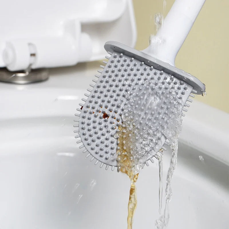 brosse wc silicone gris blanc moderne support mural facile nettoyer respectueux environnement durable bristles