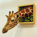 décoration murale tête girafe réaliste animaux compagnie maison artifice plastiqueOpaque motifs peau feuilles vertes