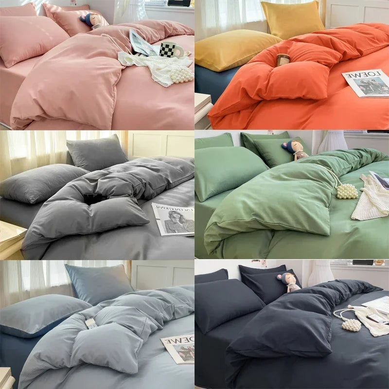 Parure de lit dépliée montrant les 4 pièces