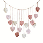 guirlande murale boho chic feuilles rose clair tissées artificielles crochets salon chambre