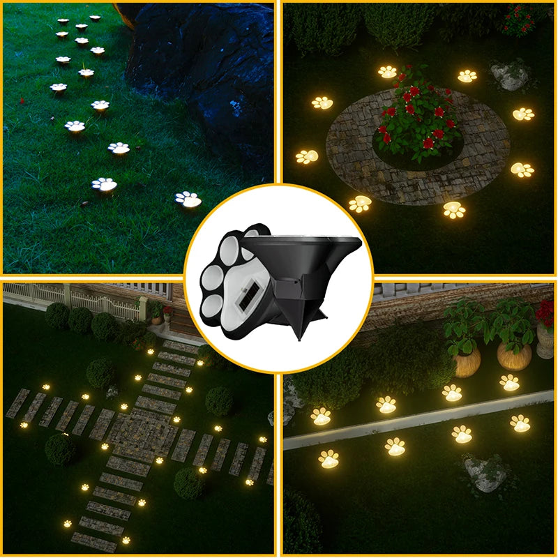 lampes solaires led patte animale exterieur decoration jardin noir blanc orangé
